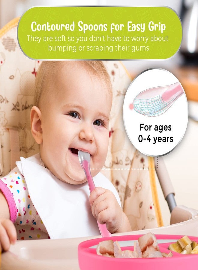 Sperric Silicone Suction Plate for Baby - 100% Food Grade Silicone Divided Plate | Toddler Self Feeding Training Suction Plate Set | BPA-Free, Microwave Dishwasher Safe Stay Put Plates (Green & Pink) - Image 2